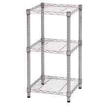 honey can do chrome 3 tier metal wire shelving unit 15 in w x 30 h 14 d shf 02217 the home depot floating wall shelf mounting hardware