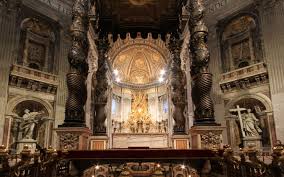 Siamo attorno al 1630 (l'opera era già stata pensata nel 1624) ma verrà poi. Baldacchino Di San Pietro St Peter S Baldachin Is A Large Baroque Sculpted Bronze Canopy Over The High Al St Peters Basilica Basilica Sacred Architecture