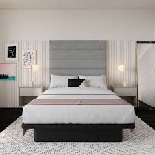 Attaching the headboard to the wall, with hidden, interlocking fasteners, creates a floating effect. Panel Tufted Wall Mounted Headboard Vegan Leather