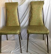 Pair Of Vintage Retro Vinyl Metal Kitchen Dining Chairs Made My The Well Known Metalcraft Company Upholstered With A Floral Vintage Chairs Dining Chairs Chair