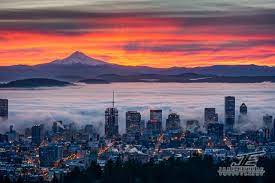 Located twenty miles east of the city of portland, oregon and the northern willamette river valley, the mt. View From The West Hills Over Portland Out To Mt Hood At Sunrise Beautiful Pictures Photo Seattle Skyline