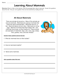 Learning About Mammals Worksheet In 2020 Reading Comprehension Worksheets First Grade Worksheets Kindergarten Telling Time
