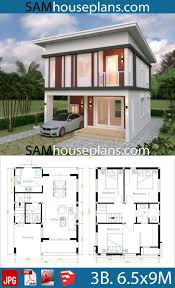 The lounge has a striking purple leather sofa and a flat screen tv. House Plans 6 6x9 With 3 Bedrooms Flat Roof House Plans Free Downloads In 2021 Flat Roof House House Plans Architectural Design House Plans