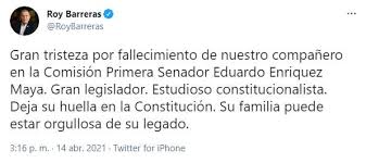 A la fecha son más de 30 los senadores que han contraído coronavirus, pero enríquez maya es a quien su condición de salud. Loo8 Ywc3yx67m