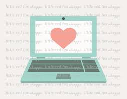 Smiling little boy operating laptop computer clipart: Laptop Clipart Computer Screen Heart By Little Red Fox Shoppe