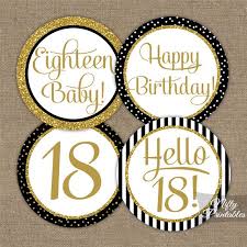 18th Birthday Black And Gold Cupcakes 18th Birthday Cupcake Toppers Black Gold Nifty Printables Graduation Cupcake Toppers Graduation Cake Toppers Gold Glitter Printable