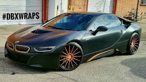 Black And Gold Motorcycle Wrap Project Bmw I8 Wrapped In Satin Black Aka Frozen Black With Matte Copper Bmw I8 Dream Cars Bmw Car