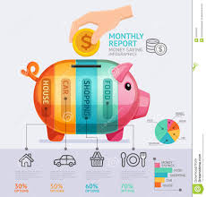Money Saving Monthly Report Infographics Template Stock