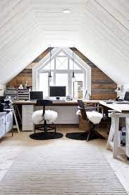This is an example of a large traditional study in surrey with carpet, a freestanding desk, black walls and white floors. Bedroom With Office Loft Home Office Home Decor And Interior Decorating Ideas Attic Design Attic Rooms Loft Office