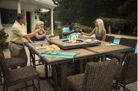Agio Franklin Bar Fire Pit Dining Set With 8 Chairs Ebay Fire Pit Dining Set Outdoor Dining Table Patio Dining Table