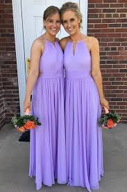 Apple orchard wedding with a lavender wedding dress. Sleeveless A Line Long Chiffon Lavender Wedding Guest Dress Loveangeldress
