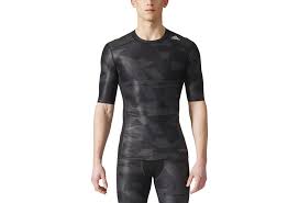 Adidas Running Techfit Chill Print Short Sleeve Jersey Black Grey