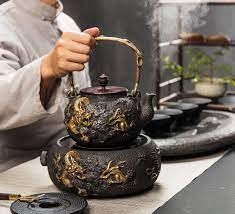 Dragon Cast Iron Teapot With Induction Cooker Cast Iron Tea Pot Tea Pots Cast Iron Tea Set