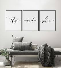 Rise And Shine Above Bed Set Of 3 Prints Modern Farmhouse Etsy In 2020 Above Bed Decor Bedroom Wall Decor Above Bed Bedroom Pictures Above Bed