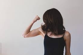The muscles that move the finger joints are in the palm and forearm. Thin Woman Flexing Her Arm Muscle Horizontal By Jacqui Miller