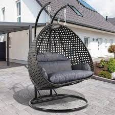 leisuremod indoor outdoor wicker 2 person hanging egg swing chair n a blue iron swinging chair hanging swing chair porch swing chair