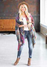 Cozy Plaid Kimono Casual Winter Outfits Fashion Casual Fall Outfits