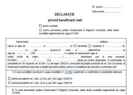 Formulare online valabilitate acte emise pe perioada stării de urgență / alertă potrivit prevederilor art.4 alin (5) , legea 55/2020: Declaratie Beneficiar Real InfiinÈÄri Firme Èi Pfa Servicii Complete