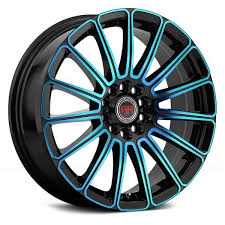 Black And Blue Alloy Wheels Revolution Racing Rr02 Black With Blue Face Car Wheels Rims Car Wheels Racing Wheel