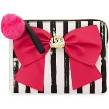 Betsey Johnson Bow And Arrow Striped Bow Pouch Bag 33 Liked On Polyvore Featuring Bags Handbags Fuch Striped Handbag Betsey Johnson Handbags Red Handbag