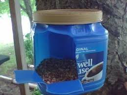 Coffee Container Bird Feeder And Clothes Pin Holder Coffee Can Crafts Diy Bird Feeder Plastic Coffee Cans