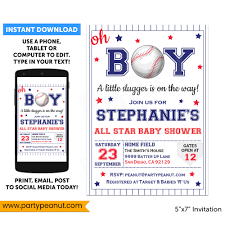 Choose from hundreds of designs. Baseball Baby Shower Invitations Party Printable Party Peanut Printable Editable Instant Download
