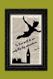 Peter Pan A Big Adventure Art Print Poster Book Dorm Room Print Gift Silhouette Print Wall Decor Poster Dictionary Print Nº4 Adventure Art Posters Art Prints Art