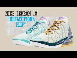 The nike lebron 18 'reflections flip' celebrates lebron james' fourth nba championship with an inverted take on the sneaker's 'reflections' colorway, featuring a design inspired by defining moments from james' career. Nike Lebron 18 Reflections Flip Youtube