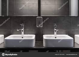 clean new public toilet room empty. two