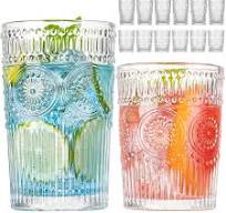 Amazon.com | wookgreat Vintage Drinking Glasses Set of 12 ...