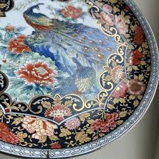 Royal Peacock Plate Vintage Japan Beautiful Colorful Detail Gold Accents Art