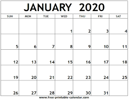 January 2020 Printable Calendar Free Printable Calendar Com Free Printable Calendar Templates Printable Blank Calendar Printable Calendar Template