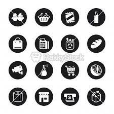Supermarket Icons Black Circle Series Icon Set Communication Icon Restaurant Icon