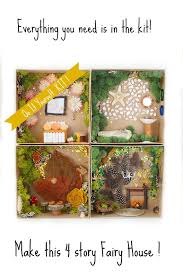 Fairy House Craft Kit For Kids And Adults Fairy Garden Furniture Crafting Diy Nature All Natural Eco Frie Fairy House Crafts Fairy Garden Kit Fairy House Kit