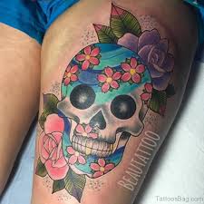 This is a perfect couple tattoo idea. 97 Best Skull Tattoos On Thigh