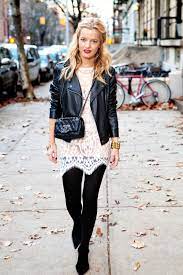 Lace Dress And Biker Jacket Fashion Lover Dress Lace White Dress
