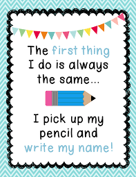 pick up my pencil and write my name anchor chart freebie