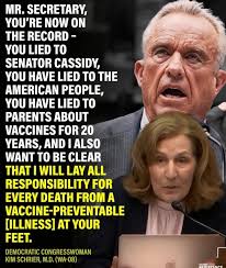 Measles, which was nearly eradicated by vaccines, is now making a comeback  because people like RFK Jr lie. MR. SECRETARY, ' NOW ON THE RECORD- γου  LIED TO SENATOR CASSIDY, YOU HAVE
