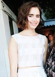 Lily Collins Straight Short Blunt Bob Hair Lily Collins Short Hair Short Hair Styles Lily Collins Hair