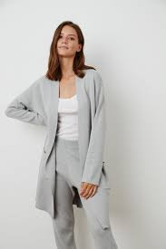 Adore Open Cardigan In Heather Grey Velvet By Graham Spencer