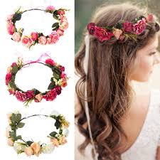 Ebuytide Bride Women Flower Crown Hair Band Wedding Floral Headband Ga Ebuytide In 2020 Floral Headband Wedding Floral Bridal Headbands Flower Hair Band