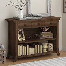 This Stately Console Table Adds Convenient Storage Space And Great Looks To Any Room Dressed In A Rustic Oak Fini Entryway Console Table Decor Sofa End Tables