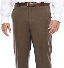 Stafford Stafford Brown Sharkskin Big And Tall Fit Ff Pant Big And Tall Mens Big And Tall Flat Front Pants