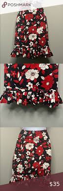 Dressbarn Black Red White Flower Skirt E1 0350 In 2020 Flower Skirt Dress Barn Dresses Black And Red