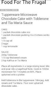 Food For The Frugal Tupperware Microwave Toblerone Cake Tupperware Recipes Toblerone Microwave Chocolate Cakes