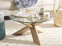 Mid century modern round glass and wood coffee table. Glass Top Coffee Table Light Wood Valley Beliani Co Uk