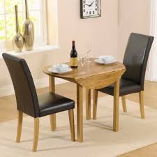 Buy Solid Oak Round Drop Leaf Table And 2 Black Chairs From Our Dining Table Chair Sets Range Tesco Com