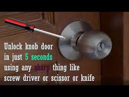 Use the second bobby pin, broken in half, toward the top of the lock and move it back and forth. How To Unlock A Key Door Knob