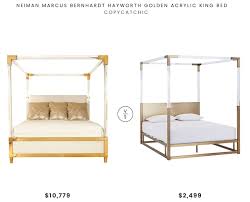 Marion gold king size canopy bed the novogratz marion canopy bed is stylish the novogratz marion canopy bed is stylish and classy. Neiman Marcus Bernhardt Hayworth Golden Acrylic King Bed 10 779 Vs Cb2 Acrylic Canopy King Bed 2 499 Gold Lucite Acrylic Bed Look For Less Copycatchic Luxe Living For Less Budget Home Decor And