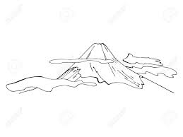 Mount Fuji Isolated On A White Background Black Outline Hand Drawn Royalty Free Cliparts Vectors And Stock Illustration Image 144295630